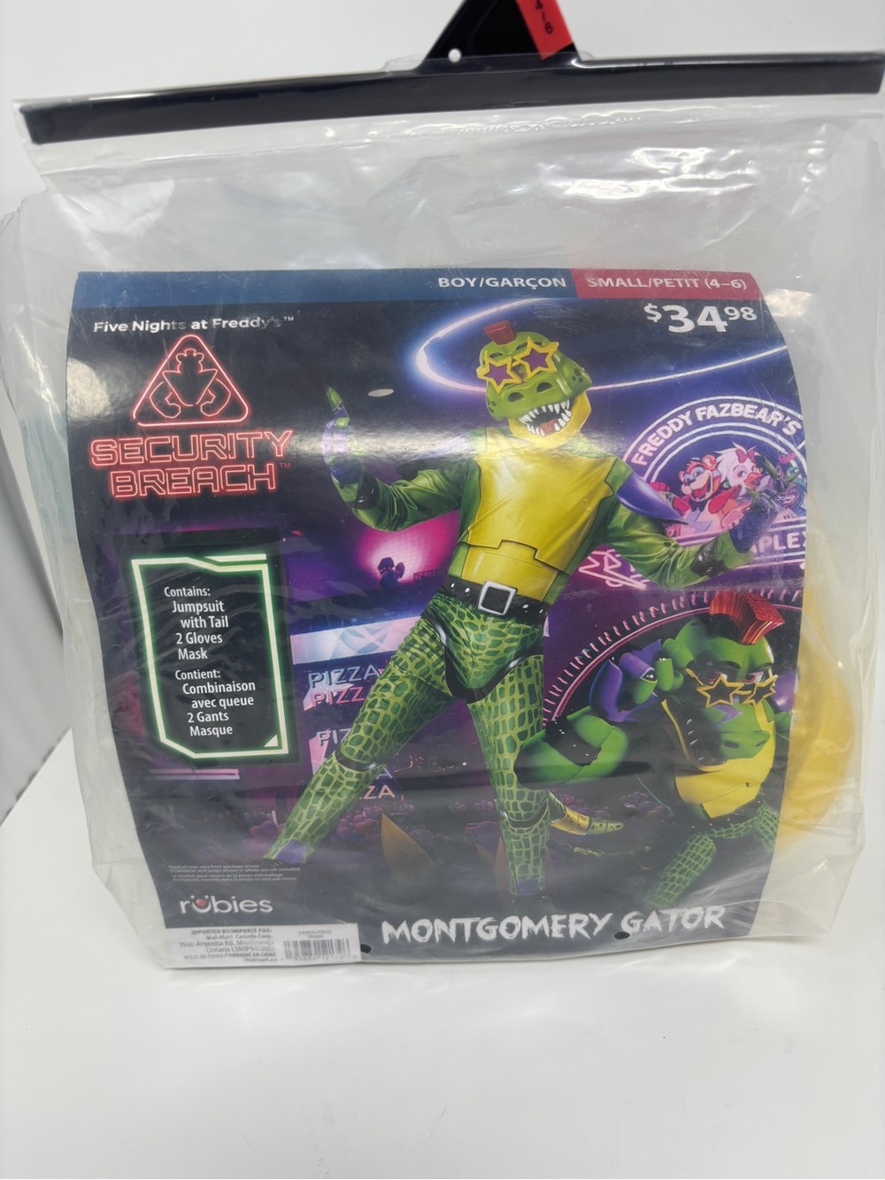 Rubies Five Nights at Freddy's Montgomery Gator Costume Size Small (4-6)